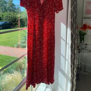Feminine Short-sleeve Red Dress